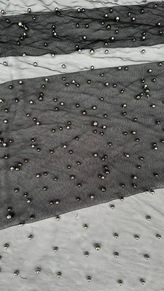 Сетка с вышивкой бусинами (чёрный с серебром) 270 в интернет-магазине  IrisTextil